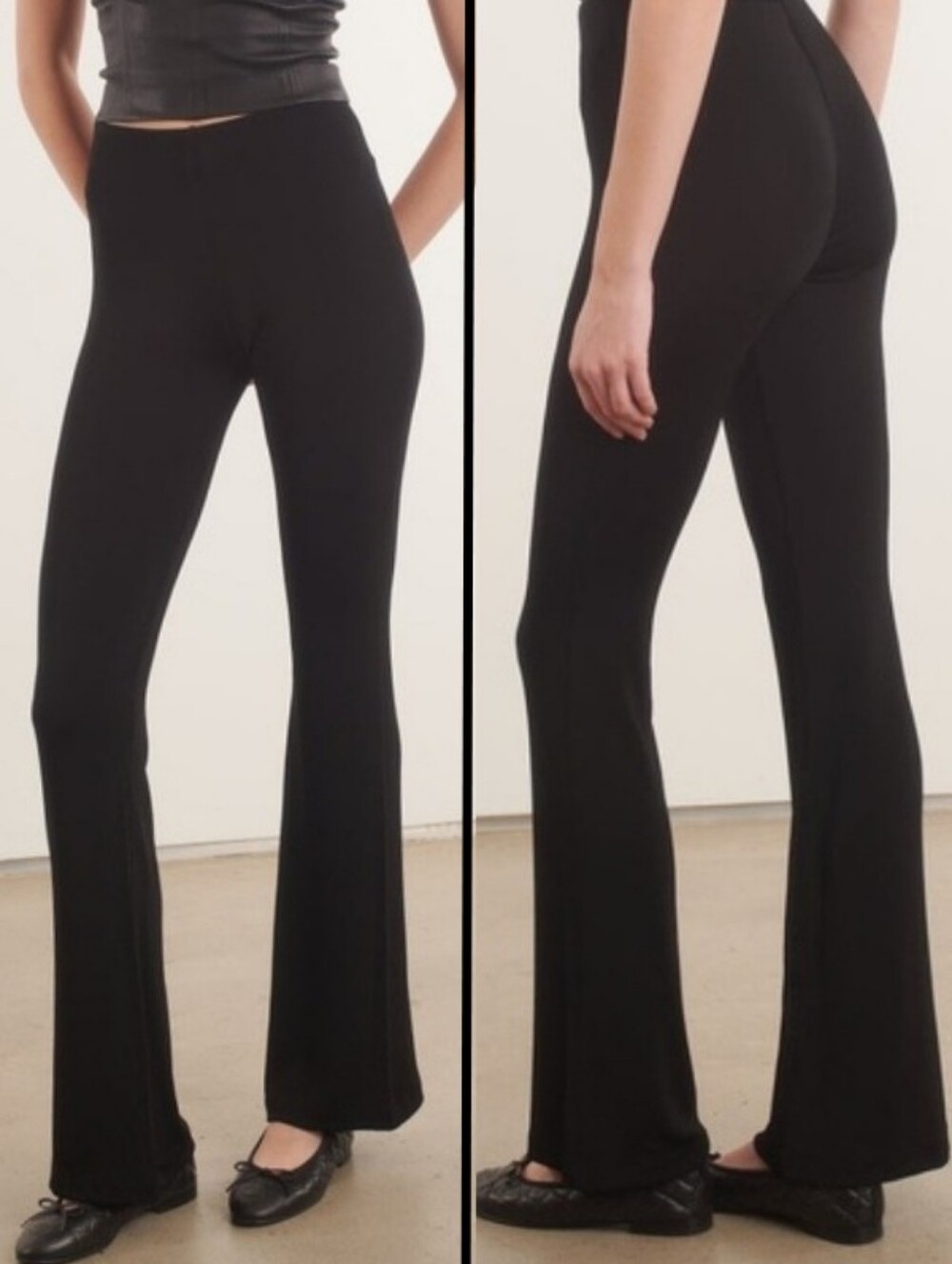 NEW SPRWMN Black Micro Flare Pants Stretch Designer Trousers Chic Minimalist M